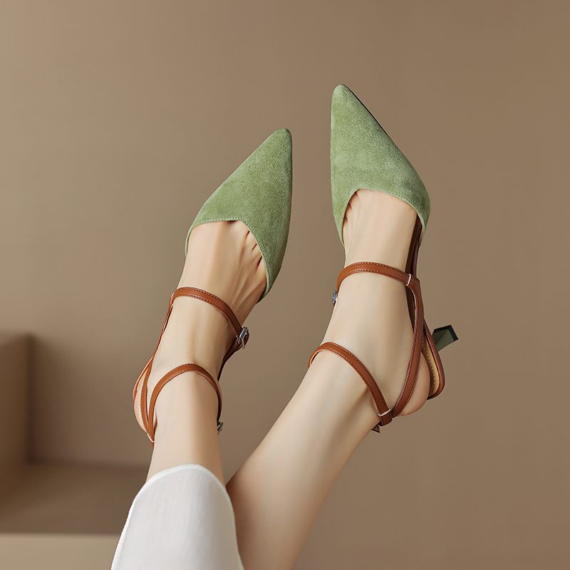 Antonia Slingbacks-sandaler I Läder För Kvinnor - Grön