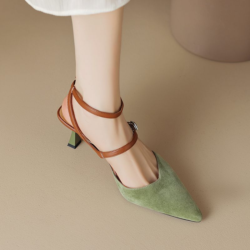 Antonia Slingbacks-sandaler I Läder För Kvinnor - Grön