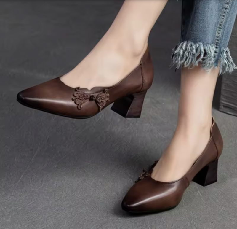 Arleny Damklänning Läder Pumps - Brun