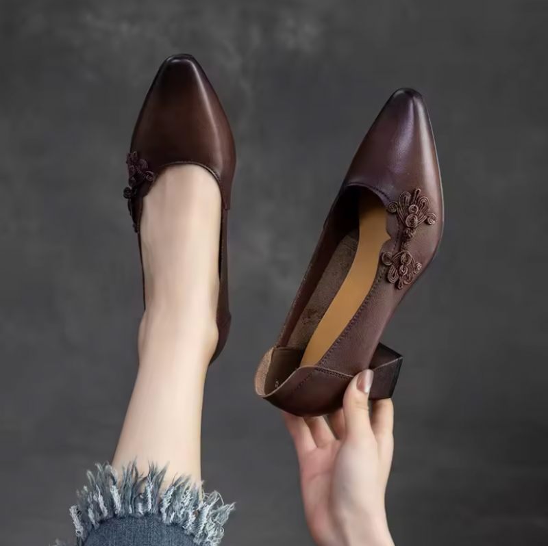 Arleny Damklänning Läder Pumps - Brun