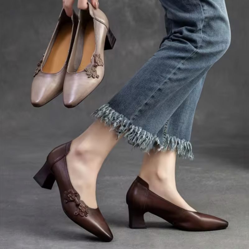 Arleny Damklänning Läder Pumps - Brun