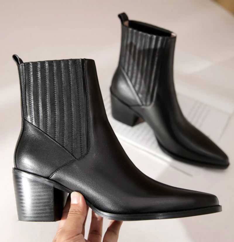 Arlette Booties Ankellängd - Svart kort plysch