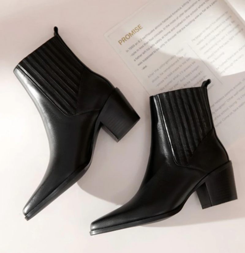 Arlette Booties Ankellängd - Svart kort plysch