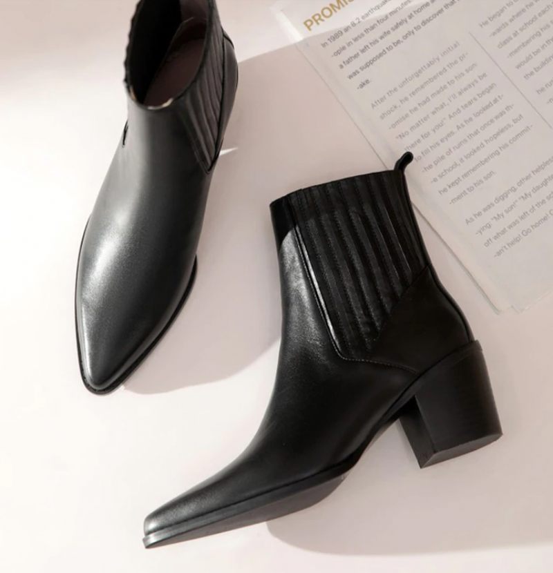 Arlette Booties Ankellängd - Svart kort plysch