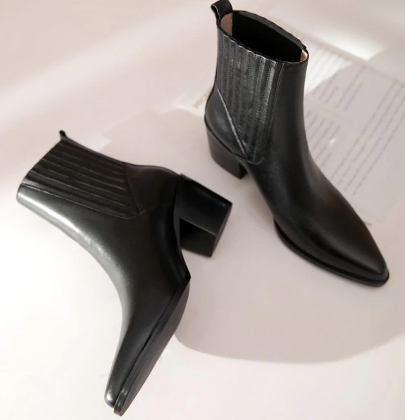 Arlette Booties Ankellängd - Svart kort plysch