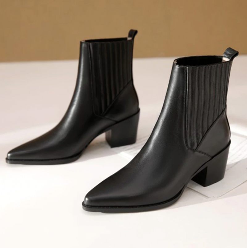 Arlette Booties Ankellängd - Svart kort plysch