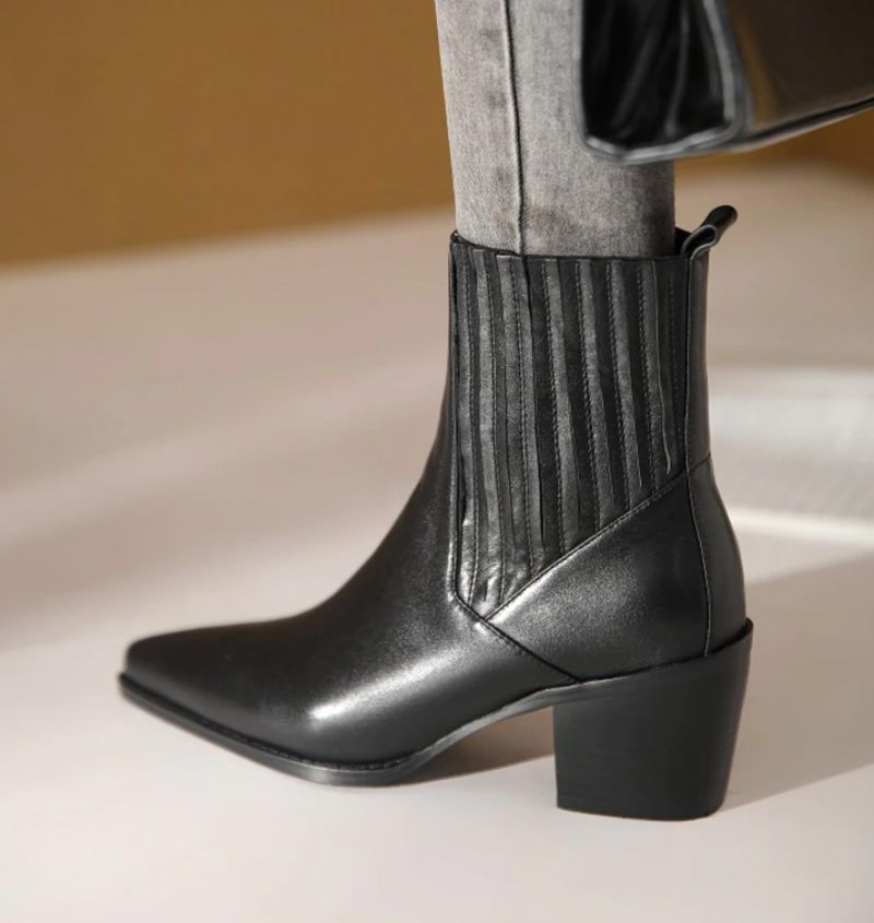 Arlette Booties Ankellängd - Svart kort plysch