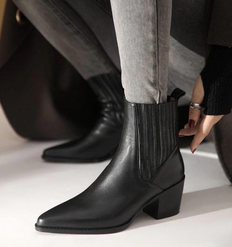 Arlette Booties Ankellängd - Svart kort plysch