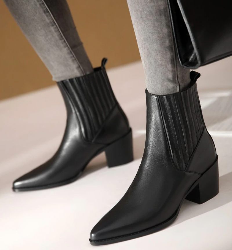 Arlette Booties Ankellängd - Svart kort plysch