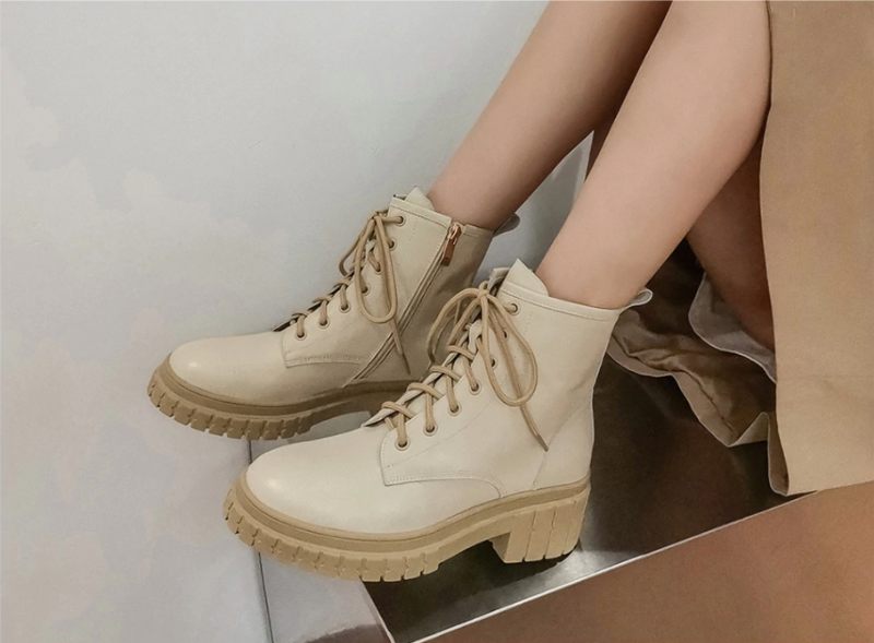 Arrieta Boots Ankelhöjd - Beige kort plysch