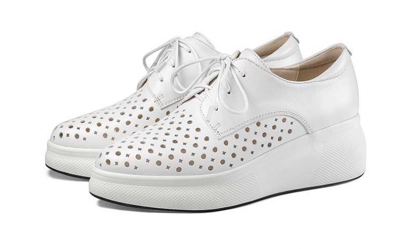 Asiloe Damer Casual Läder Platform Svarta Skor - Vit