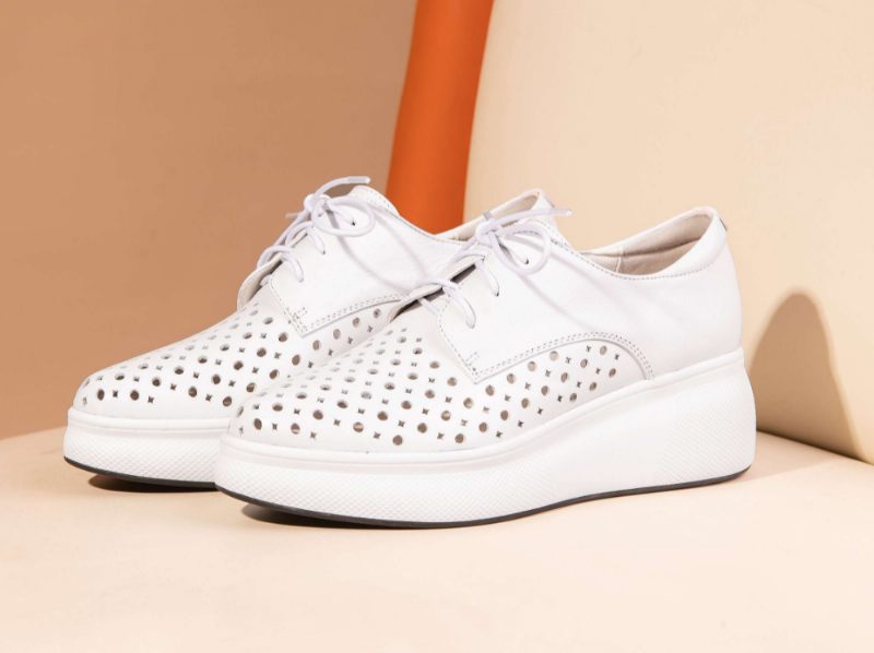 Asiloe Damer Casual Läder Platform Svarta Skor - Vit