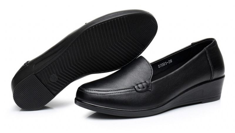 Aura Läder Loafers För Kvinnor - Svart