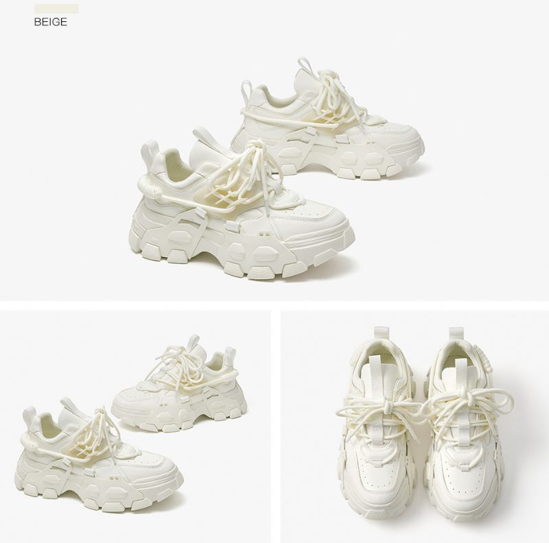 Barbara Sneaker I Läderplattform För Kvinnor - Beige