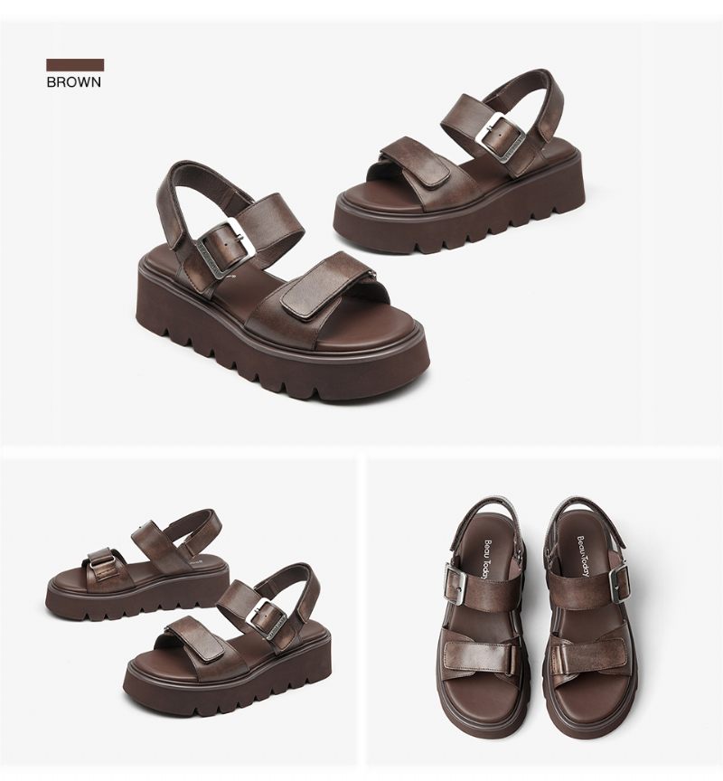 Berta Dam Läder Flats Sandaler - Svart