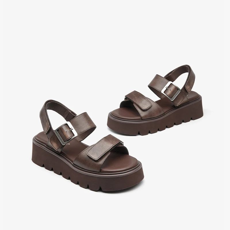 Berta Dam Läder Flats Sandaler - Svart