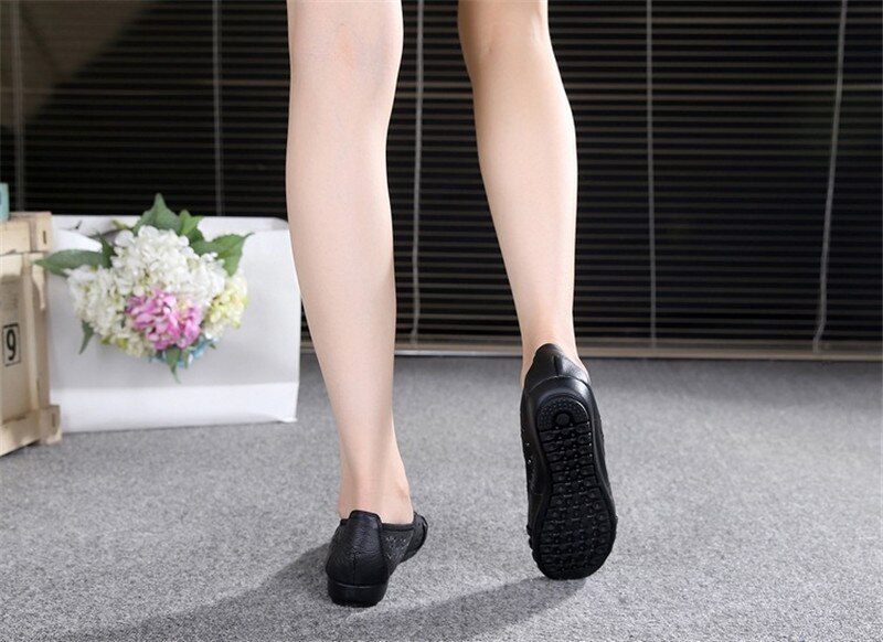 Bertha Flat Slip-on Läderskor För Kvinnor - Svart