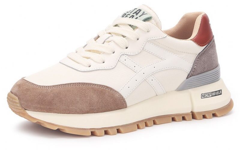Bianco Casual Sneaker I Läder För Kvinnor - Aprikos