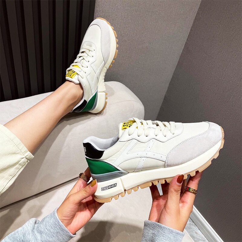 Bianco Casual Sneaker I Läder För Kvinnor - Aprikos