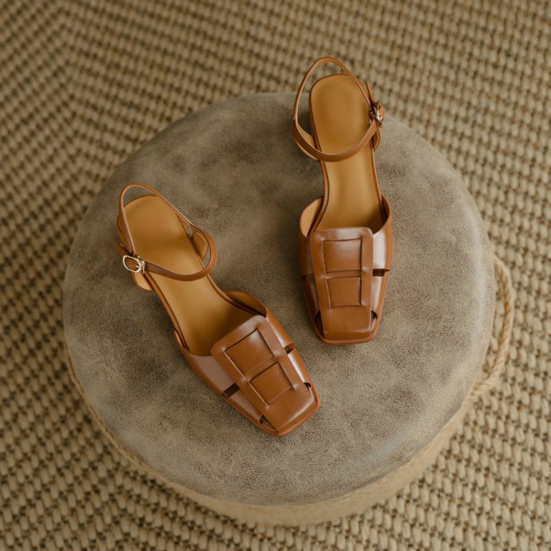 Bilma Casual Sandal I Äkta Läder För Kvinnor - Beige