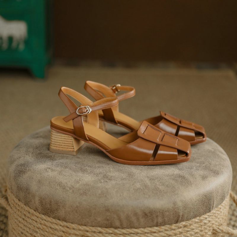 Bilma Casual Sandal I Äkta Läder För Kvinnor - Beige