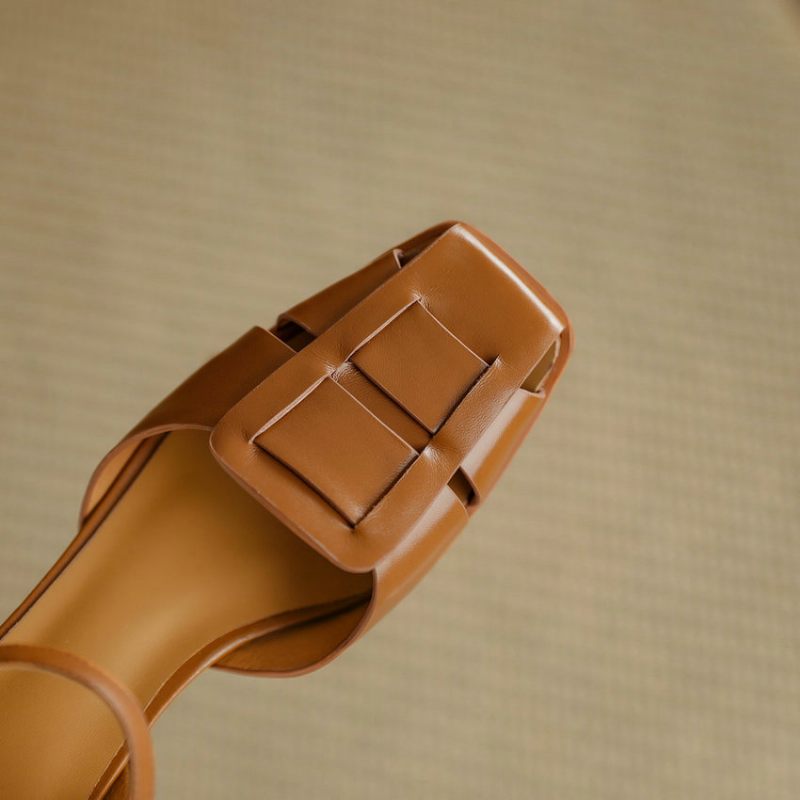 Bilma Casual Sandal I Äkta Läder För Kvinnor - Beige