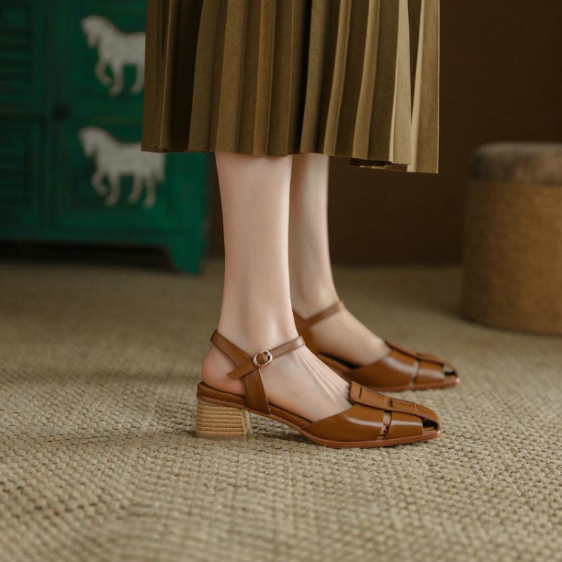Bilma Casual Sandal I Äkta Läder För Kvinnor - Beige