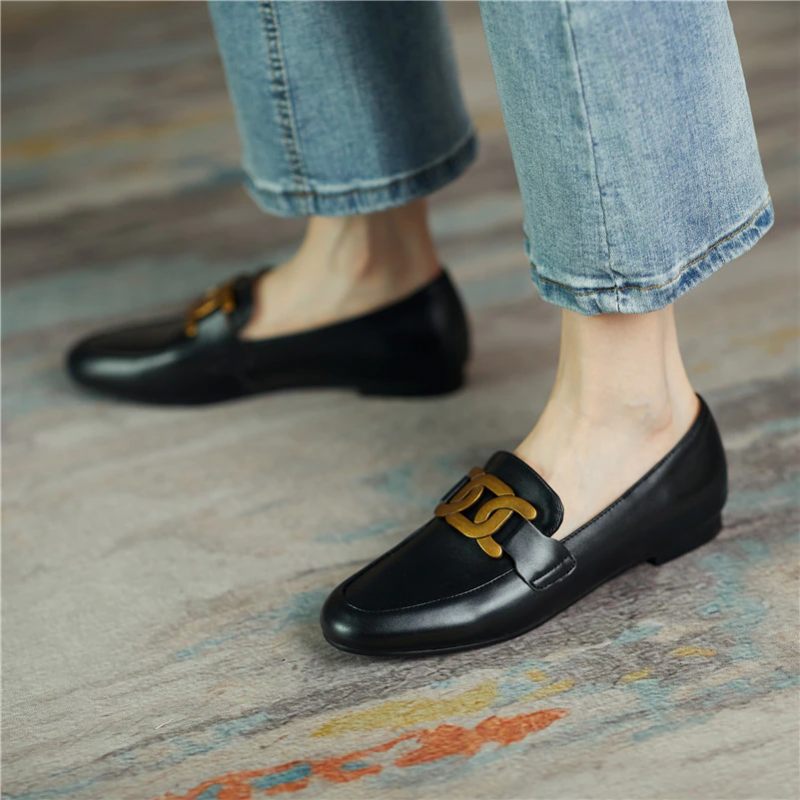 Borda Flat Loafer-skor För Kvinnor - Svart