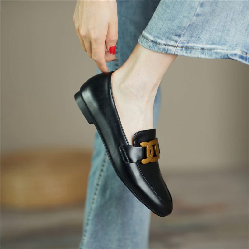 Borda Flat Loafer-skor För Kvinnor - Svart