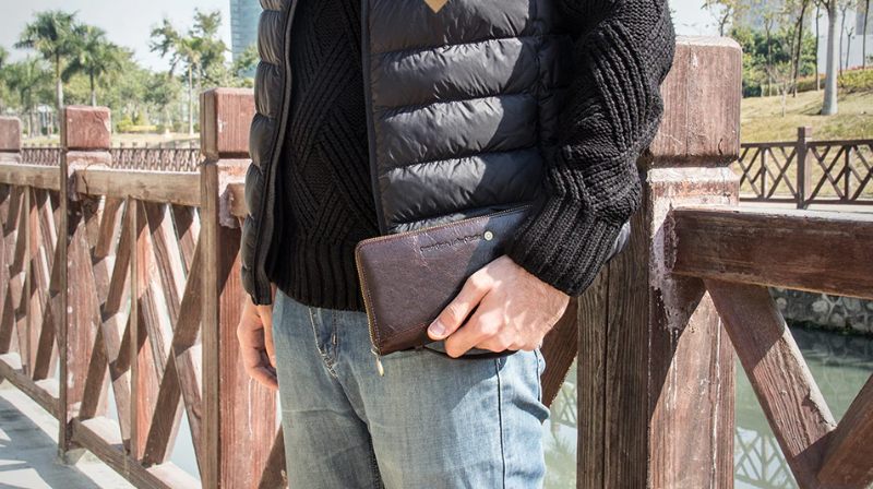 Borner Clutch-plånbok För Män - Kaffe
