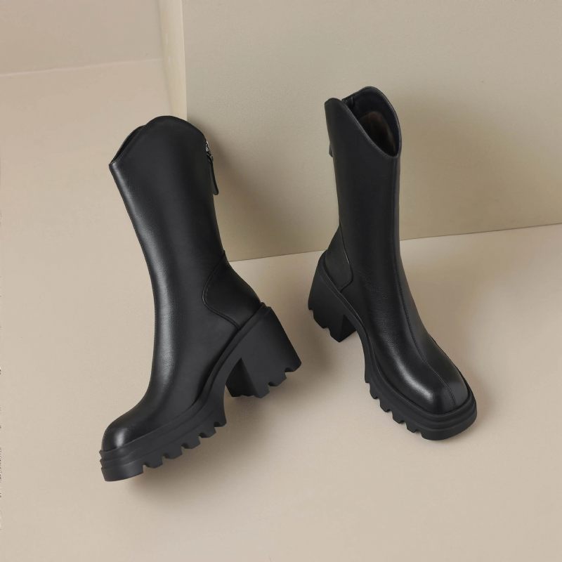 Bruna Mid Calf Boots För Kvinnor - Brun