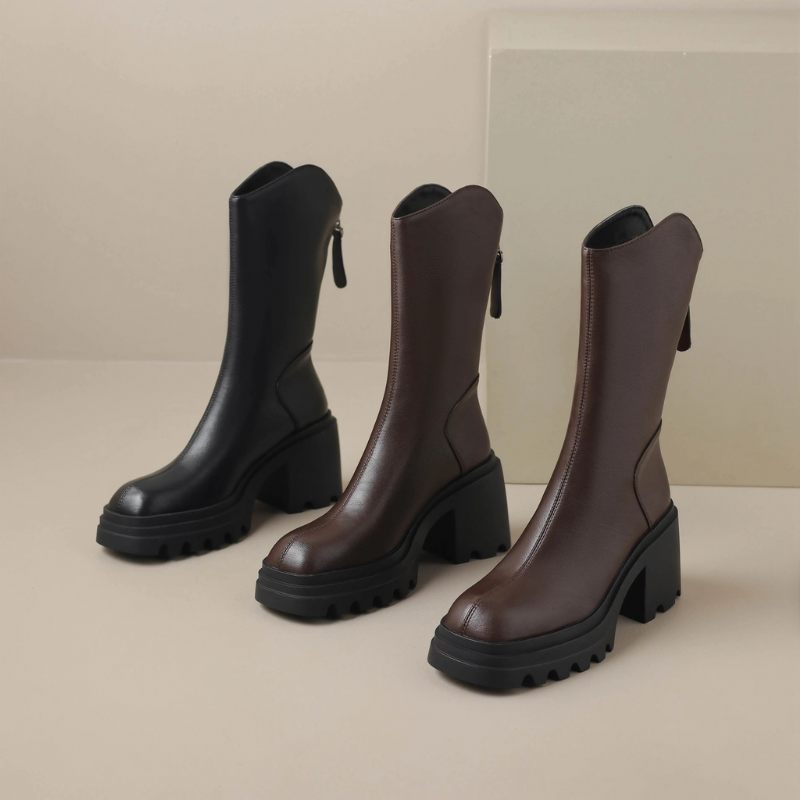 Bruna Mid Calf Boots För Kvinnor - Brun