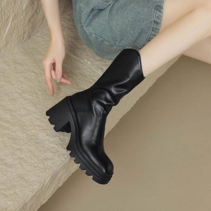 Bruna Mid Calf Boots För Kvinnor - Brun