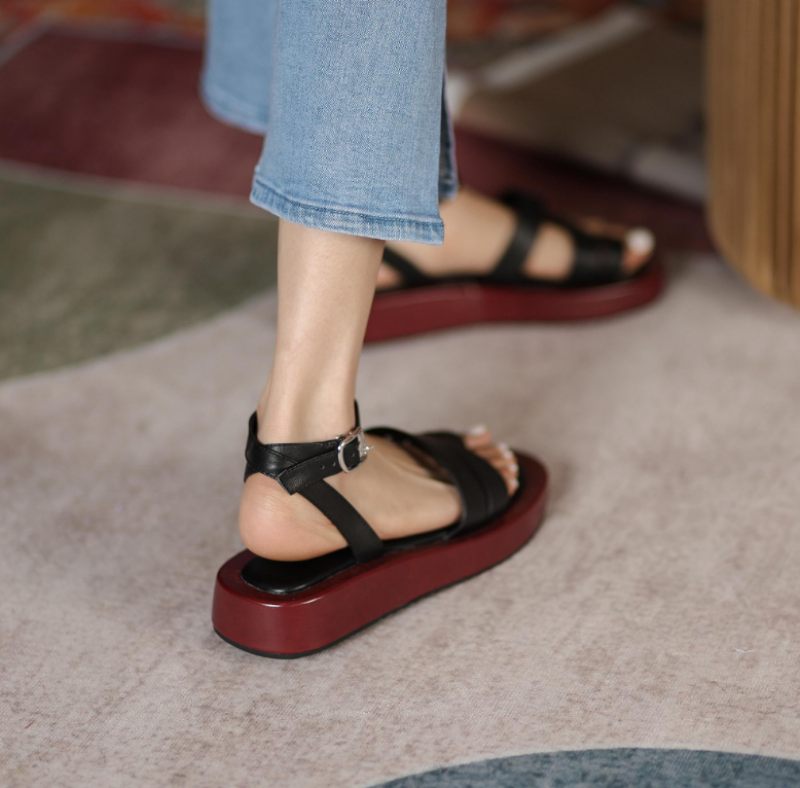 Brusel Platt Sandal För Kvinnor - Svart