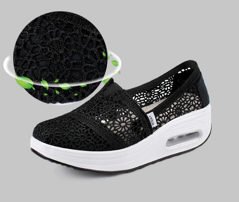 Caridad Platformskor För Kvinnor Andas Svarta Slip On - Svart