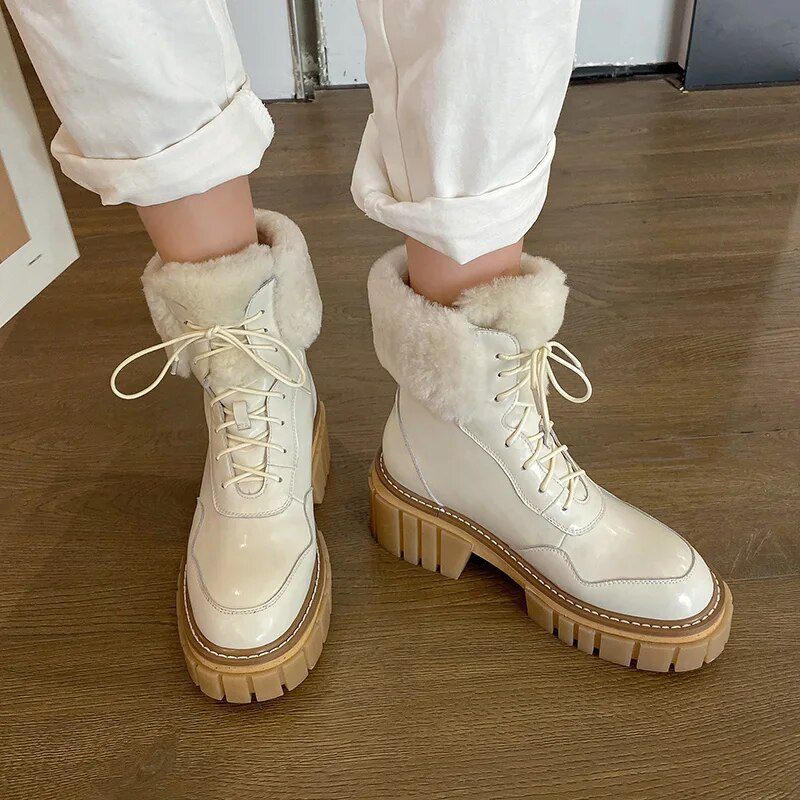 Caruso Dampäls Varma Läderstövlar - Beige