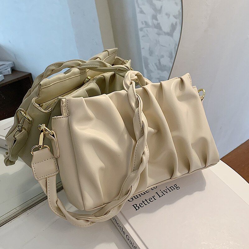 Cata Plisserad Crossbody Handväska För Kvinnor - Khaki