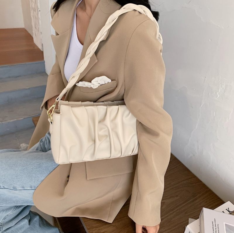 Cata Plisserad Crossbody Handväska För Kvinnor - Khaki