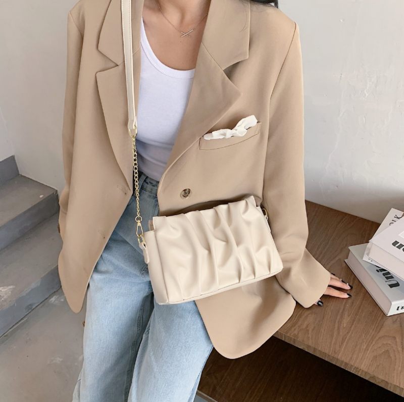 Cata Plisserad Crossbody Handväska För Kvinnor - Khaki