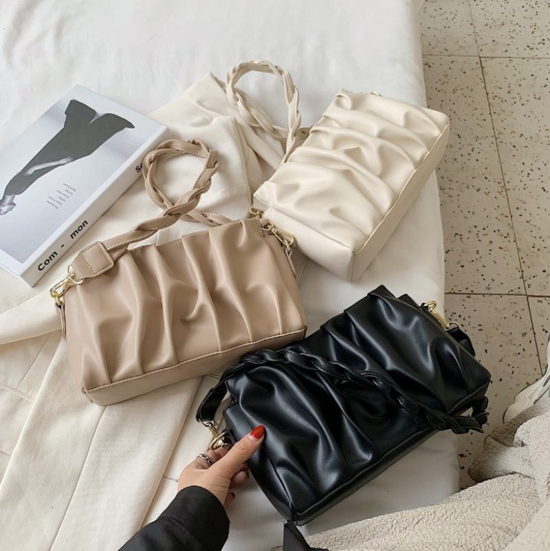 Cata Plisserad Crossbody Handväska För Kvinnor - Khaki