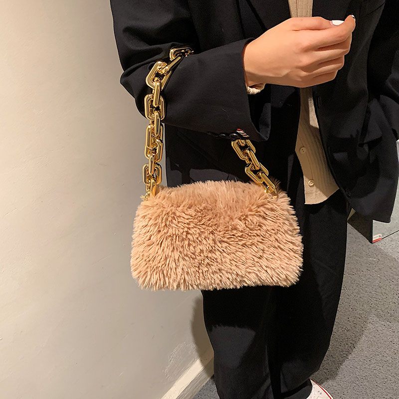 Celestes Chunky Chain Shoulder Handväska För Kvinnor - Khaki