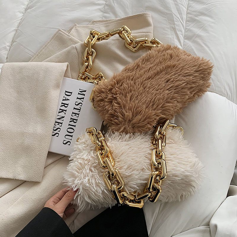 Celestes Chunky Chain Shoulder Handväska För Kvinnor - Khaki