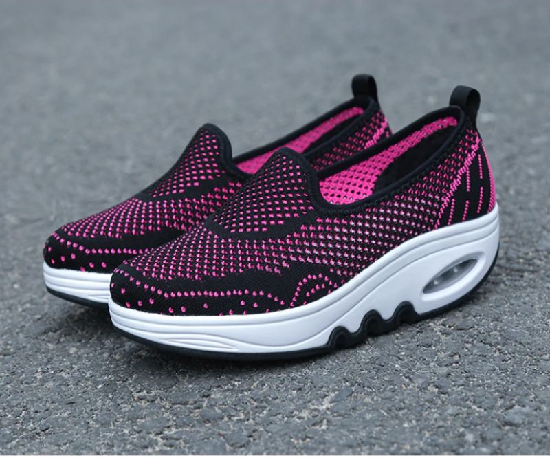 Chajaya Damplattform Slip-on Andningsbara Skor - Svart ros