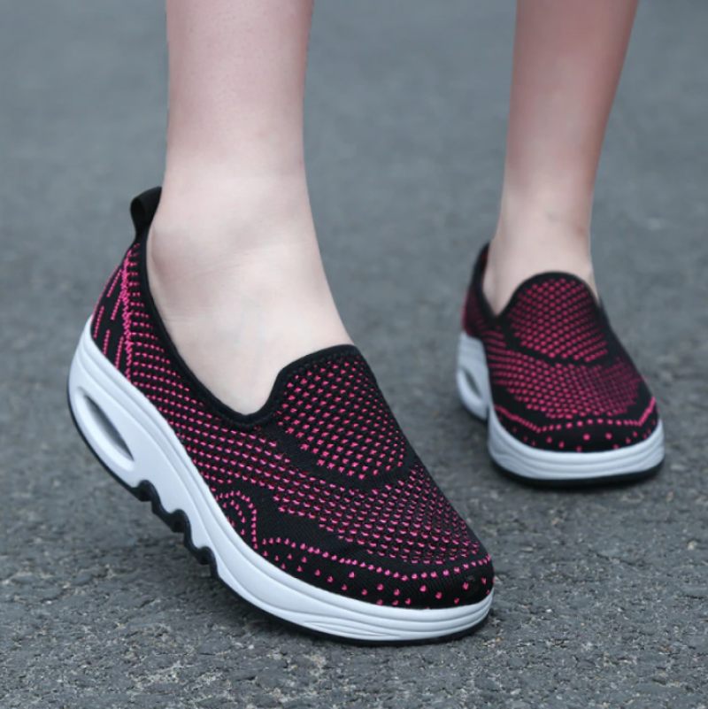 Chajaya Damplattform Slip-on Andningsbara Skor - Svart ros