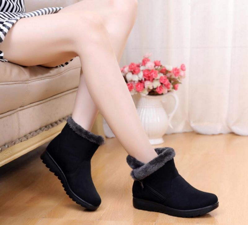 Changae Damplattform Snow Black Booties - Svart