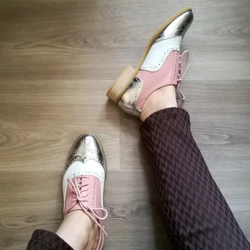 Charly Oxfords För Kvinnor - Silver Vit Rosa