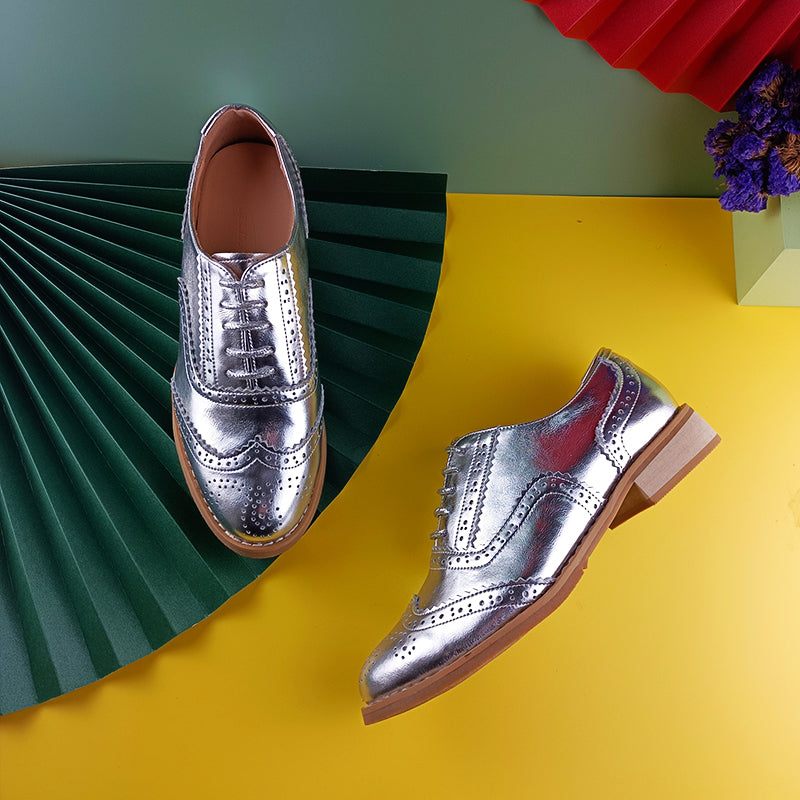 Charly Oxfords För Kvinnor - Silver Vit Rosa