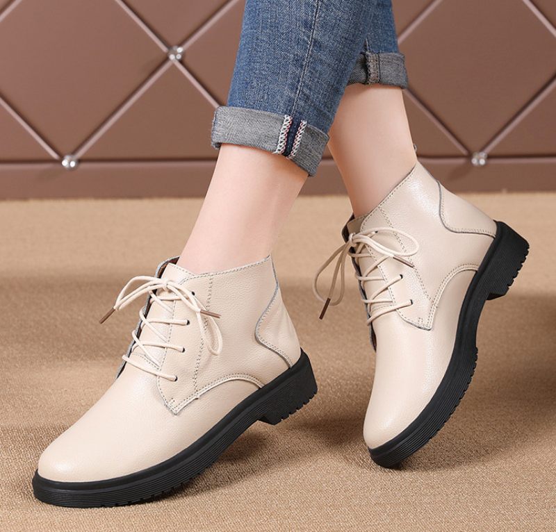 Chaten Oxford Ankelstövlar Med Snörning För Kvinnor - Beige
