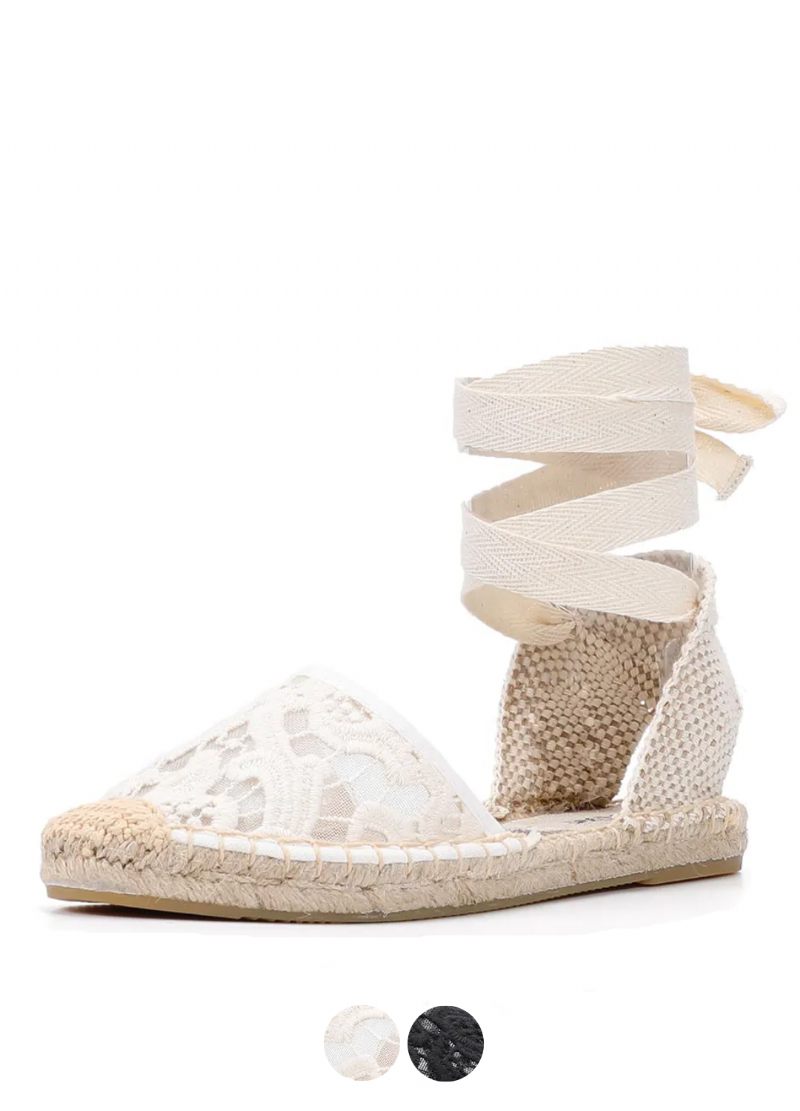 Chelito Flat Espadrilles Med Spetsar För Kvinnor
