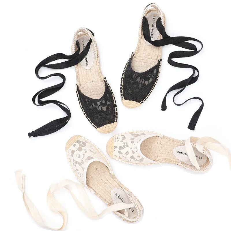 Chelito Flat Espadrilles Med Spetsar För Kvinnor - Vit